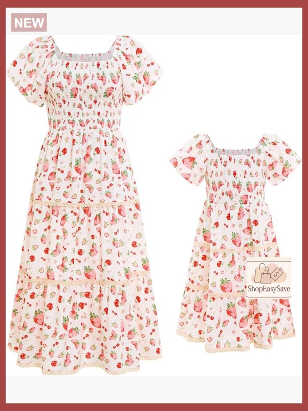 Floral Smocked Tiered A-Line Dress Puff Sleeve Elegant Boho Casual Holiday